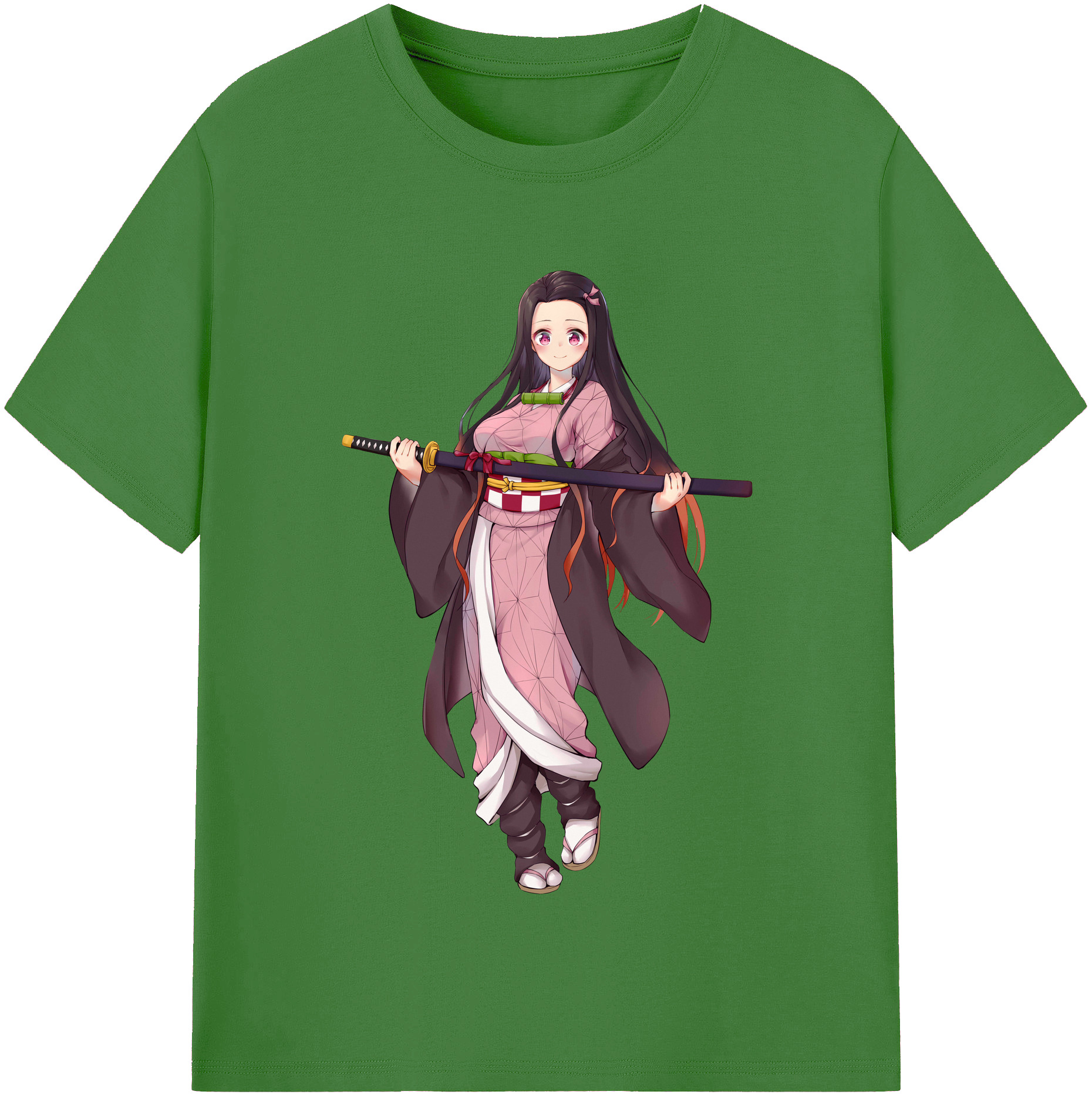（画像用） 鬼滅の刃（きめつのやいば）竈門 禰󠄀豆子／かまど ねずこ Kamado Nezuko レディースカジュアルプリントTシャツ（綿100％）